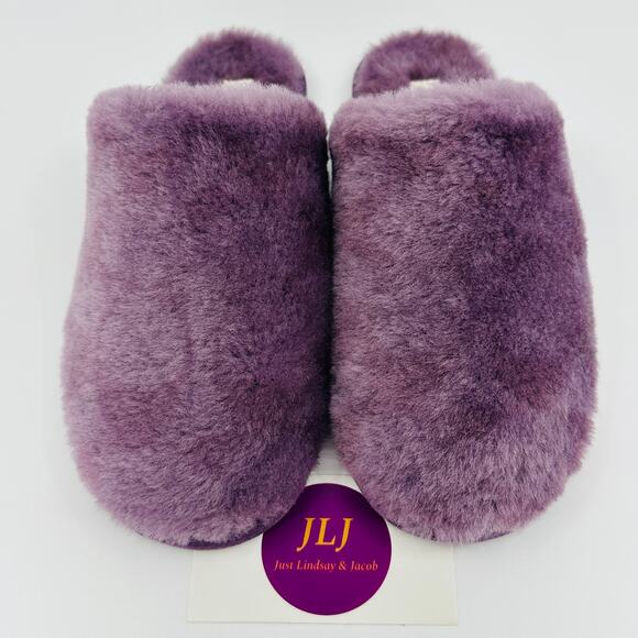 Coach Women's Zennie Signature Shearling Sheep Fur Slippers CM676 Purple Size 6 - Picture 3 of 12